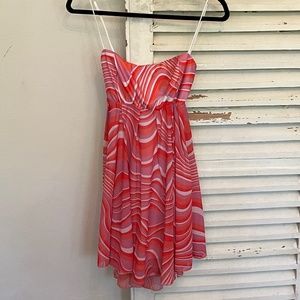 Lucy in the Sky Juno babydoll dress, pink/red swirl, size L